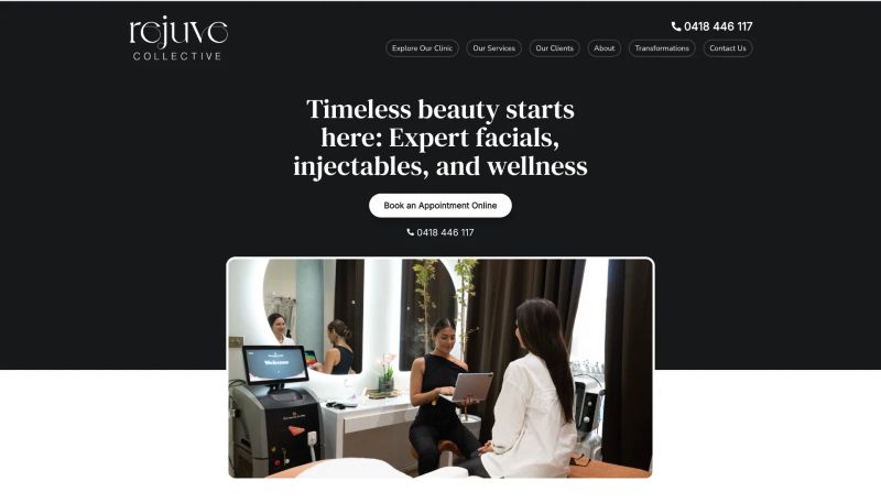 Rejuve Collective website homepage — advanced skin clinic in Sydney Olympic Park, built by Leadwave Studio.